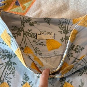 Free People Yellow and Green Floral Pants